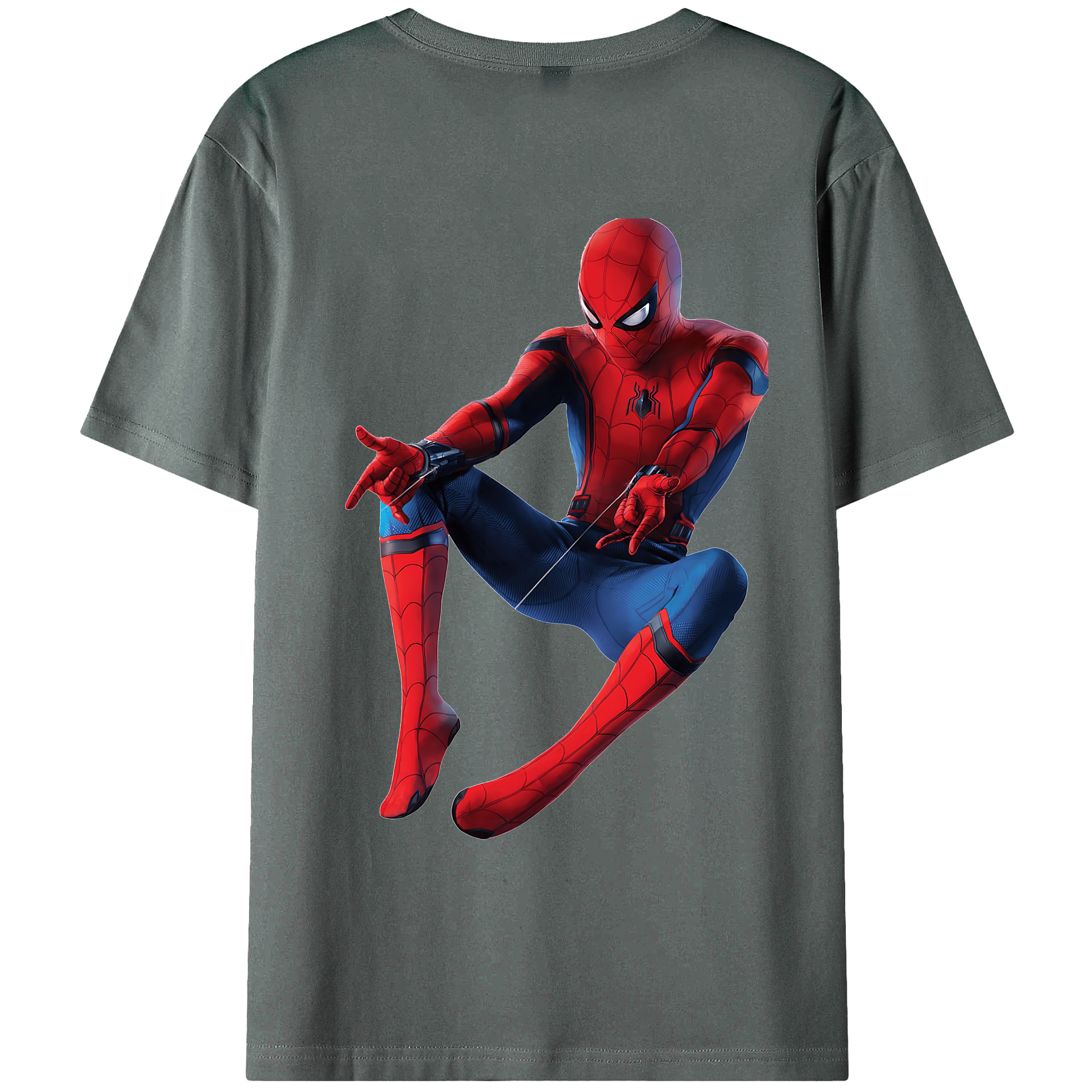（画像用） Spider Man スパイダーマン 綿100％ メンズ半袖Tシャツ（バックプリント） 通気性